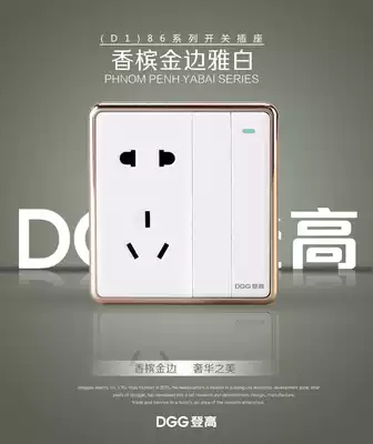 Denggao electrician D1 series 86 type steel frame switch with socket surface two open five holes double cut two five holes platinum color