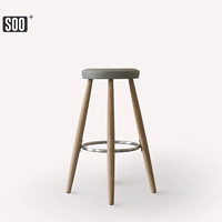 Бар и табурет KTV высокий стул CH56 Бар -стул датский дизайнер с твердым лесом кожаный бар домашний бар