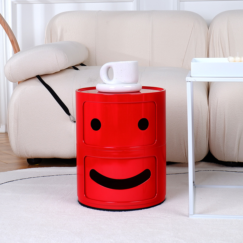 Nordic children's bed head cabinet minimalist modern round containing cabinet bedroom creative personality smiley face multifunction storage cabinet