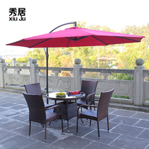 open air with umbrella outdoor table and chairs combined iron art rattan chair rattan table suit garden leisure outdoor three-five pieces of balcony