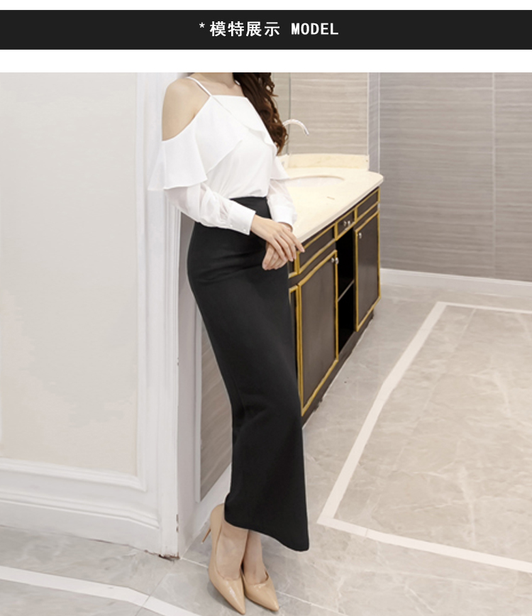 Yingke người mùa hè mới voan khâu bất đối xứng cá tính thời trang váy eo cao cỡ lớn váy khí - Váy chân váy xếp ly dài