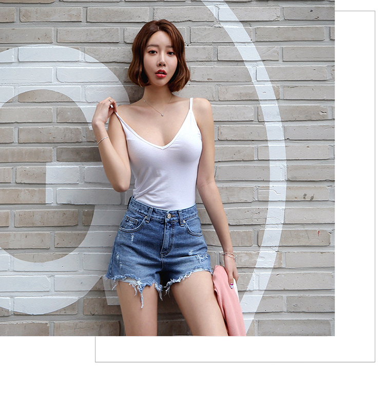 Yingke người mùa hè đơn giản màu sắc rắn modal thoải mái áo vest cắt thấp thời trang gợi cảm cỡ lớn quần áo của phụ nữ - Cộng với kích thước quần áo quần áo nữ mùa hè đẹp