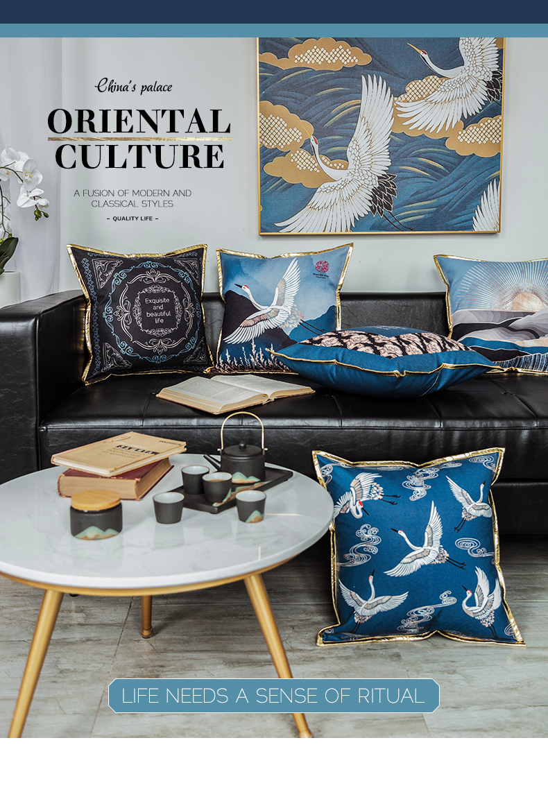 Ánh sáng sang trọng Trung Quốc gối sofa gối đệm phòng khách sofa trở lại gối xe ô tô gối da túi cạnh - Trở lại đệm / Bolsters gối ghế