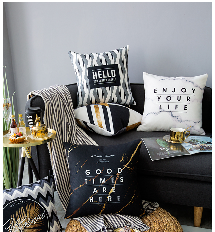 Bắc Âu đơn giản màu đen vàng gối văn phòng ngủ trưa gối sofa gối gối gối xe gối - Trở lại đệm / Bolsters gối kèm chăn 2 trong 1
