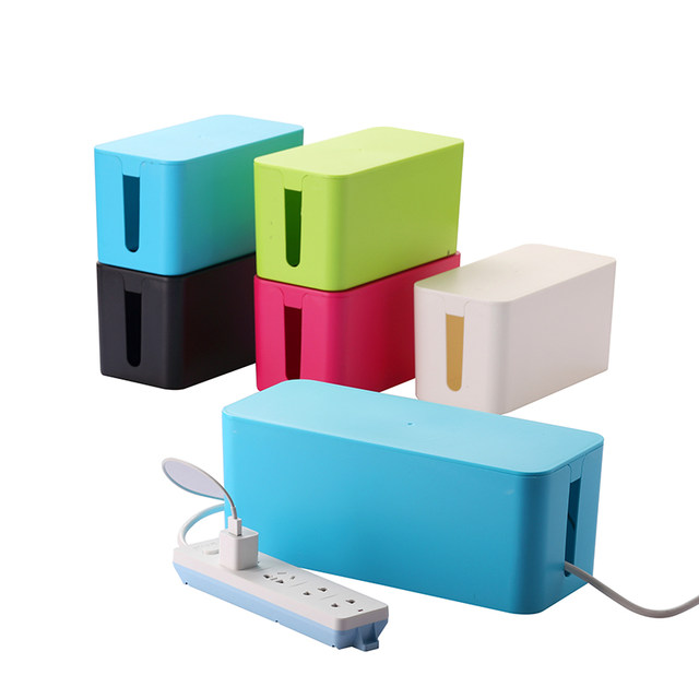 Anti-touch power strip desktop storage box wire strip storage cable management box plastic socket organization ກ່ອງ