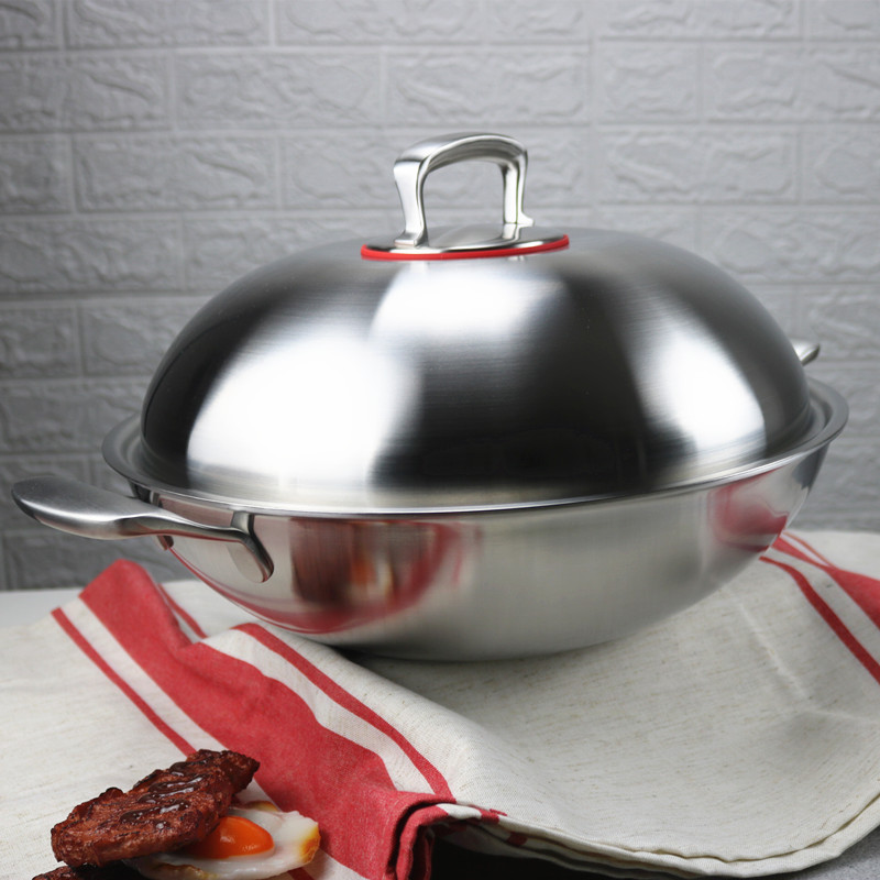 Renkai 304 stainless steel not stained with frying pan less oil smoke without coating boiler Gas applicable household frying pan