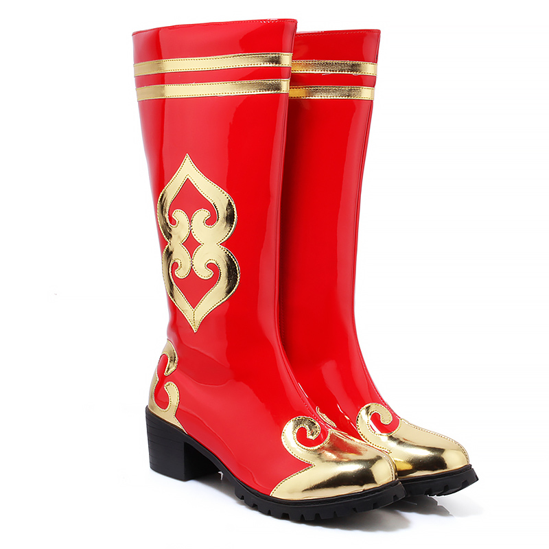 New Tibetan dance boots Mongolian high boots National dance shoes Xinjiang dance shoes female tube real pig horse boots