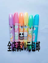 Students make notes with fluorescent pen Colour coarse and focus on notes stationery hand account pen Pale Colour pen plus coarse fluorescent pen