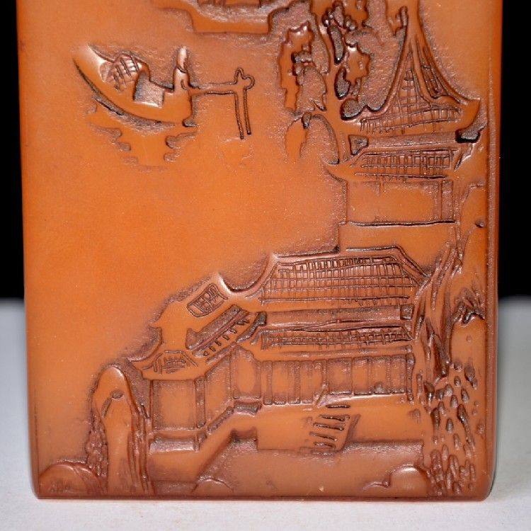 旧藏老货寿山石田黄石老印章石质通透油润雕工精细古玩老物件评价- 淘宝网