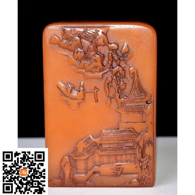 旧藏老货寿山石田黄石老印章石质通透油润雕工精细古玩老物件评价- 淘宝网