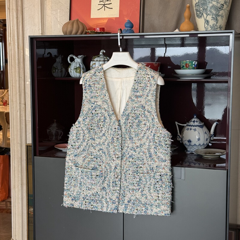 《Monet's Starry Night》Myl 2026 Act3 Wool-Cotton Blend Chanel-Style Vest V-Neck Sleeveless Single-Breasted Vest