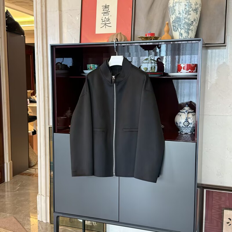 Double-Collar Baby Jacket Myl 2026 Autumn and Winter 13.5 Micron Cashmere Crane Gray Coat with Stand Collar Woolen Fabric