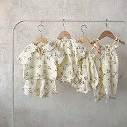 ເສື້ອເຊີດສະໄຕລ໌ເກົາຫຼີເດັກຍິງ summer cotton suspender tops infant and toddler baby crawling clothes short-sleeved tops + high-wais shorts set