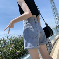 Джинсовая юбка, шорты, тонкие приталенные штаны, 2024 года, высокая талия, свободный крой, А-силуэт