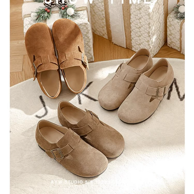 Обувь Birkenstock с толстой подошвой для женщин, весна-осень 2024, новый стиль, шапочка/кепи обувь, натуральная кожа, Birkenstock с мягкой подошвой, плоская обувь с большим пальцем
