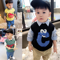 Baby autumn cute cartoon knitted vest Men and women children infants and children in the spring and autumn wear sweater vest