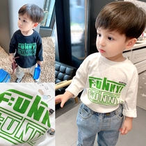 Joker letter T ~ soft glutinous skin boy 2021 autumn cotton long sleeve T-shirt baby foreign atmosphere Joker coat tide