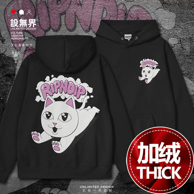 RIPNDIP средний палец кота аниме-стиль стрит розовый элемент худи для мужчин и женщин весна 0018 дизайн Безграничный