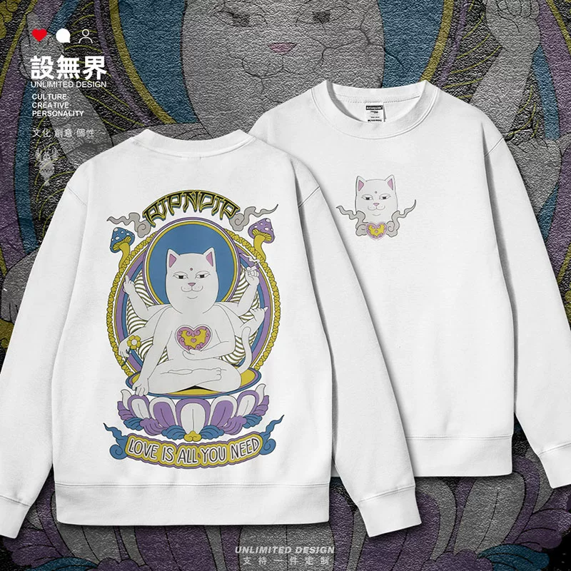 RIPNDIP, футболка с изображением посоха-среднего пальца, кот, множественные руки, святой лотос, уличная худи с капюшоном, мужчины и женщины, тренд 0018, дизайн без ограничений