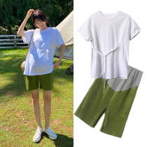 Nora homemade pregnant woman 2021 summer two-piece simple and comfortable T-shirt shorts for convenient birth check