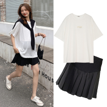 Pregnant women Black Summer pleated skirt skirt Korean version of belly skirt small man umbrella skirt suit jk2021 new skirt