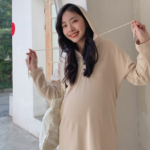 Nala homemade Pregnant Woman with Pregnant Woman Lian Hat Sweatshirt Dress Spring Korean Version Loose with Lazy Temperament Long dress Dress Skirt
