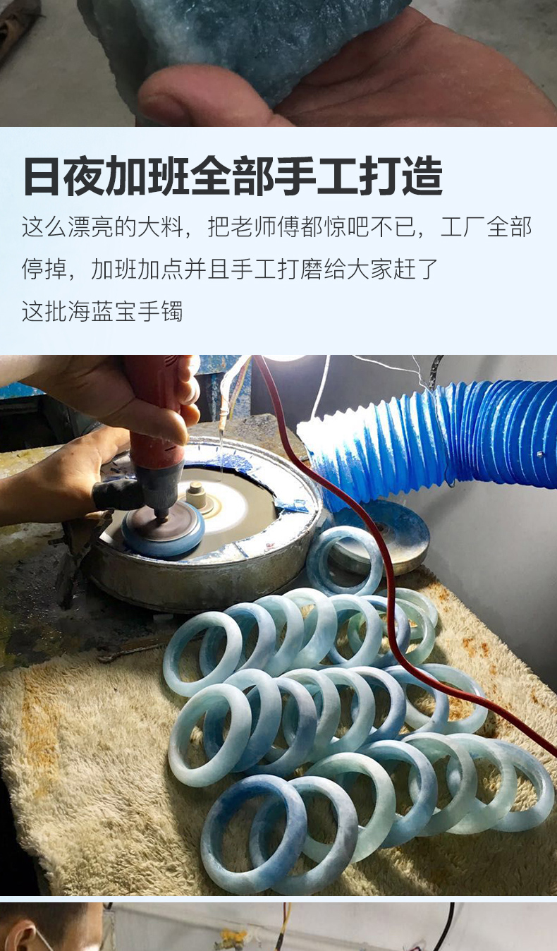 Pro-Pearl Crystal Vòng đeo tay tự nhiên Aquamarine Phụ nữ Ice Bản gốc Đá đơn giản Vòng đeo tay màu xanh Trang sức Phúc lợi vòng thạch anh tóc vàng