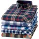 Paul 100% cotton men's brushed long-sleeved shirt middle-aged and young casual cotton plaid shirt plus size men's clothing