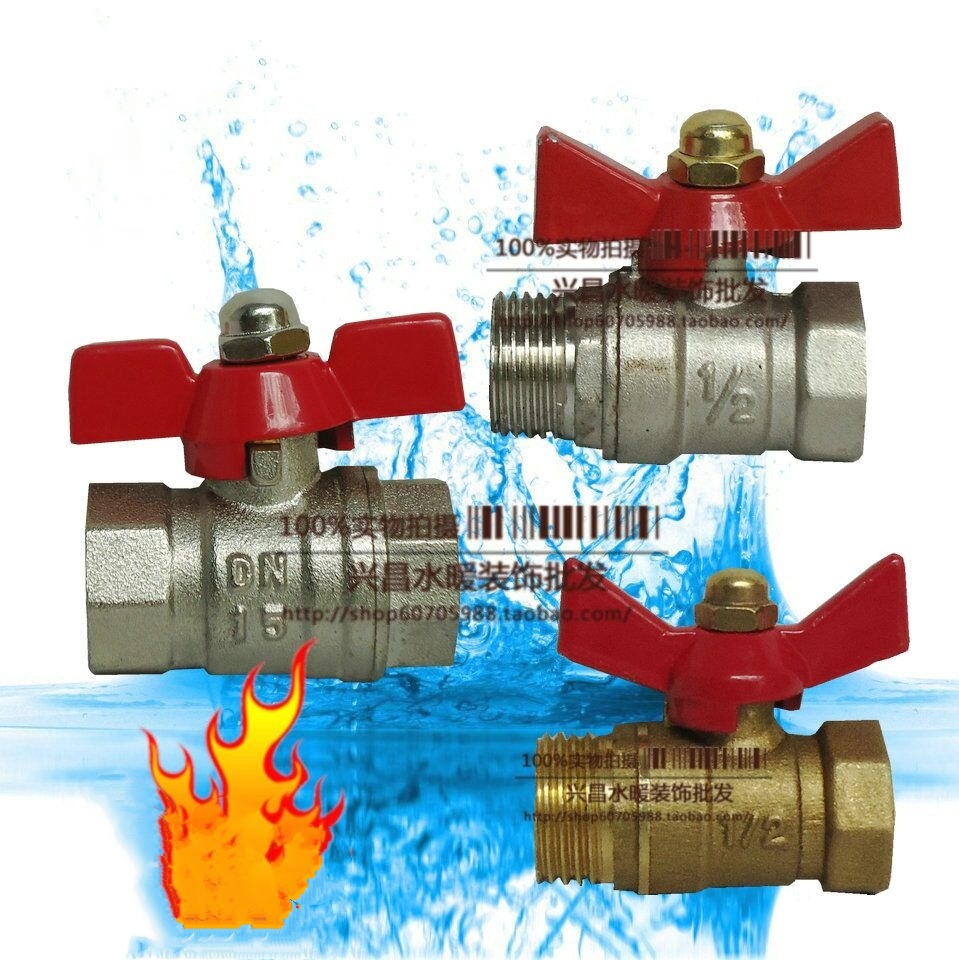 Factory direct sales electroplating butterfly valve 4 points inner and outer teeth switch water stop valve gate valve valve water heater switch