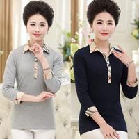 Giải phóng mặt bằng giá áo sơ mi nữ bảy điểm tay áo sơ mi nữ trung niên cotton kích thước lớn áo mẹ tải áo thun nữ tuổi 40