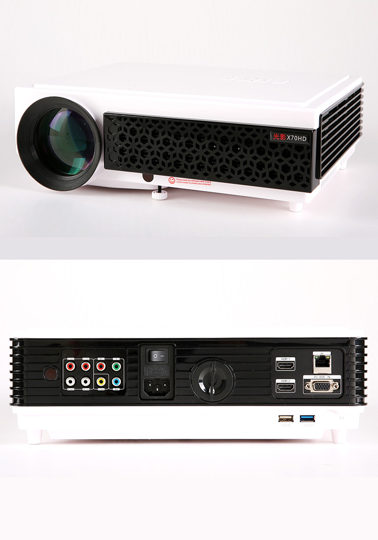 Máy chiếu sáng và bóng X70 Máy chiếu 3D tại nhà văn phòng wifi không dây ngày 1080P HD Android Internet - Máy chiếu