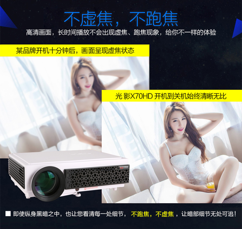 Máy chiếu sáng và bóng X70 Máy chiếu 3D tại nhà văn phòng wifi không dây ngày 1080P HD Android Internet - Máy chiếu