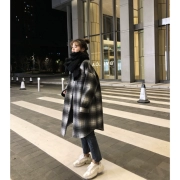 Áo khoác len nữ tùy chỉnh phần dài phiên bản Hàn Quốc 2018 mới cho học sinh mùa đông áo khoác len tartan lỏng
