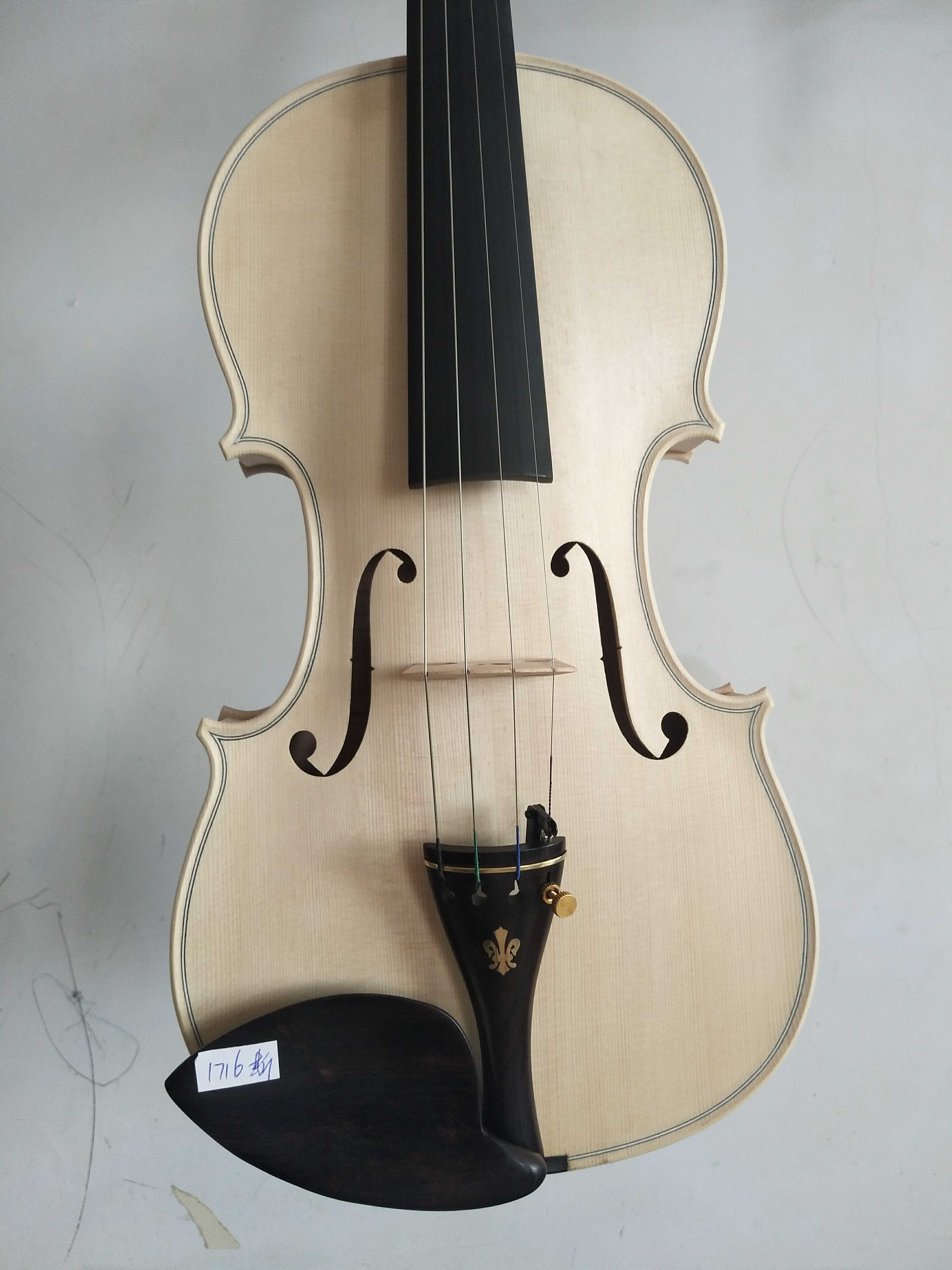 High-end White Stubble Violin Handmade White Stubble Hand Violin Solo Board Upscale 4 4 Violin White Stubble Violin