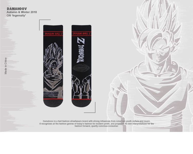 Dragon Ball Z Super Saiyan Sun Wukong Anime Super Saiyan Cotton Tất nam thể thao vớ trong vớ Combed Cotton - Vớ thể thao