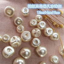 Hand seam side hole beads nostril beads highlight partial hole rice white dark eye pearl buckle cardigan cheongsam round edge hole button