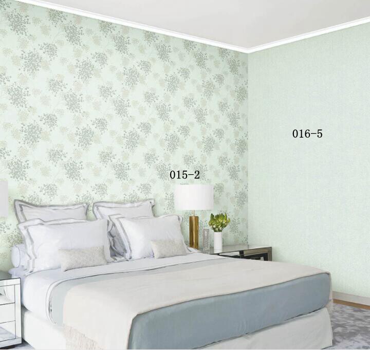 Korean wallpaper imported large roll corn starch plant environmental protection American pastoral flower with solid color AB