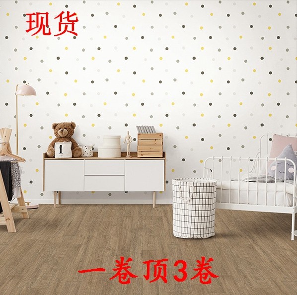 Korean wallpaper imported large roll can be rubbed color dots Pink dots black and white wave dot children's room wallpaper spot