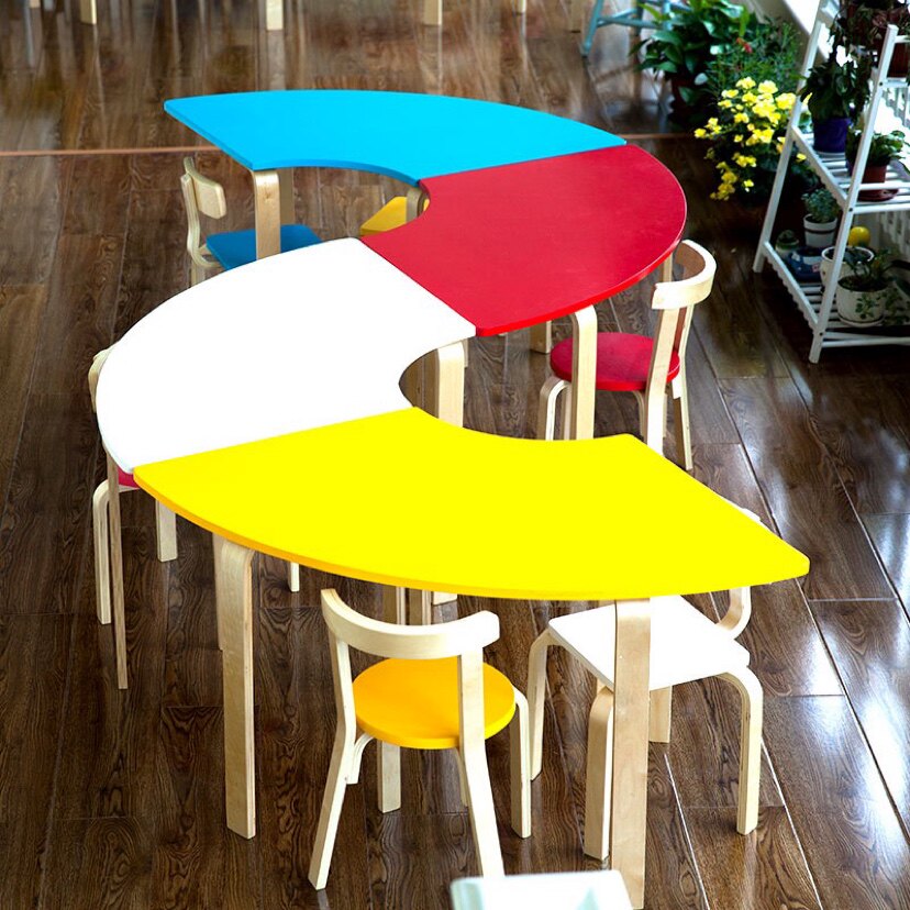 Kindergarten children splicing table solid wood tables and chairs early education art trusteeship training class pupils counseling tables and chairs