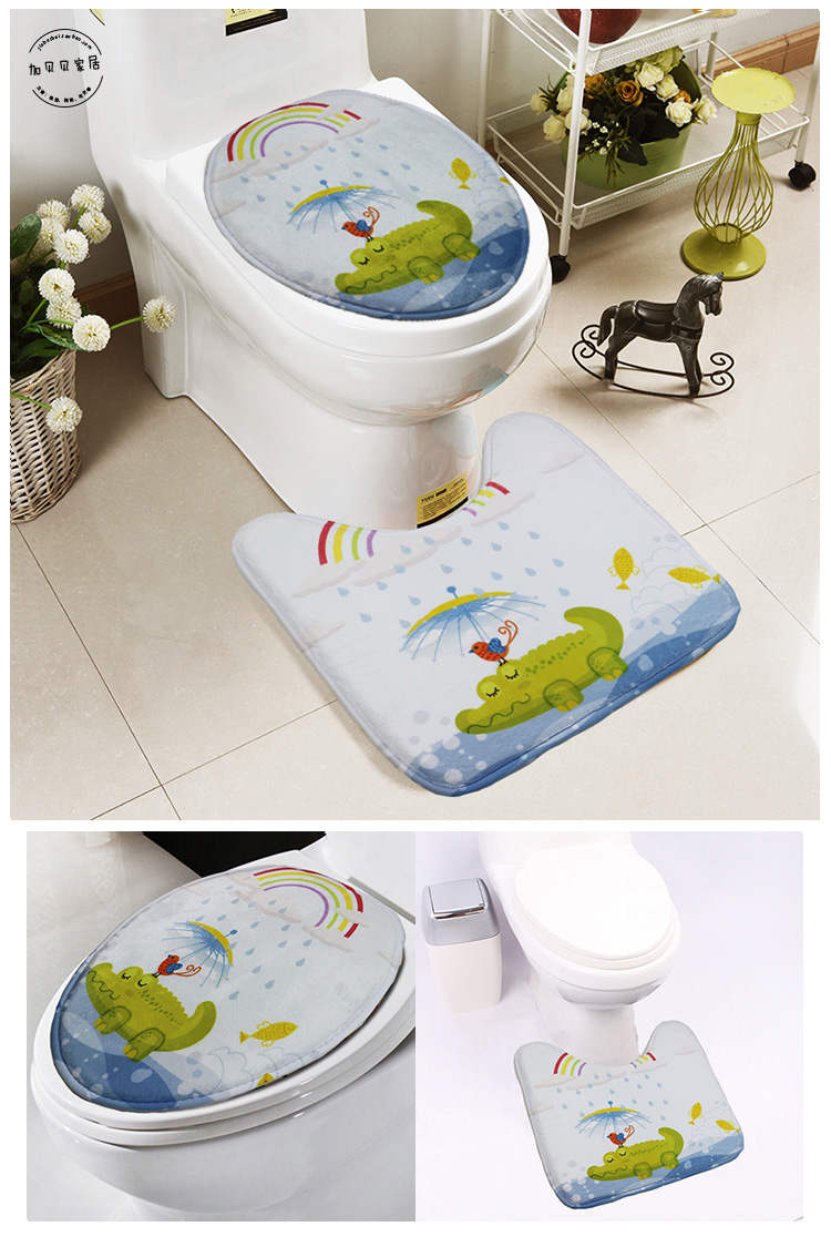 Thời trang Cartoon thảm sàn phòng tắm mat toilet chữ U tắm nhà vệ sinh thảm thấm chống trượt pad máy rửa - Thảm sàn thảm đá hút nước