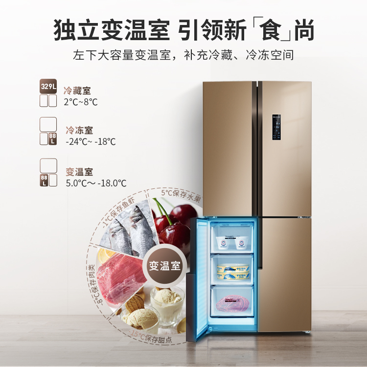 美菱 三系统三循环 十字双开门冰箱 风冷 505升 图5