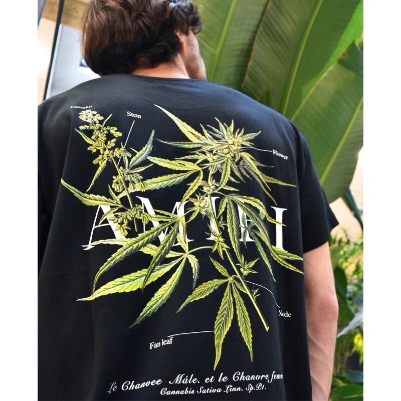 AMIRI21SS high street tide brand new flower pattern letter printing casual men's cotton t-shirt