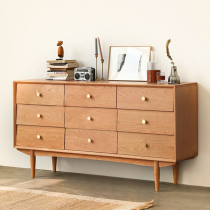 Nordic Cherry Wood Nine Bucket Cabinet Bedroom Drawer Containing Cabinet Large Capacity Solid Wood Bucket Closet Day Type Log Dining Side Cupboard