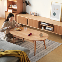 Wood i.e. Nordic solid wood tea table multifunction drawers Guest hall furniture Cherry wood Japanese style log small family tea table