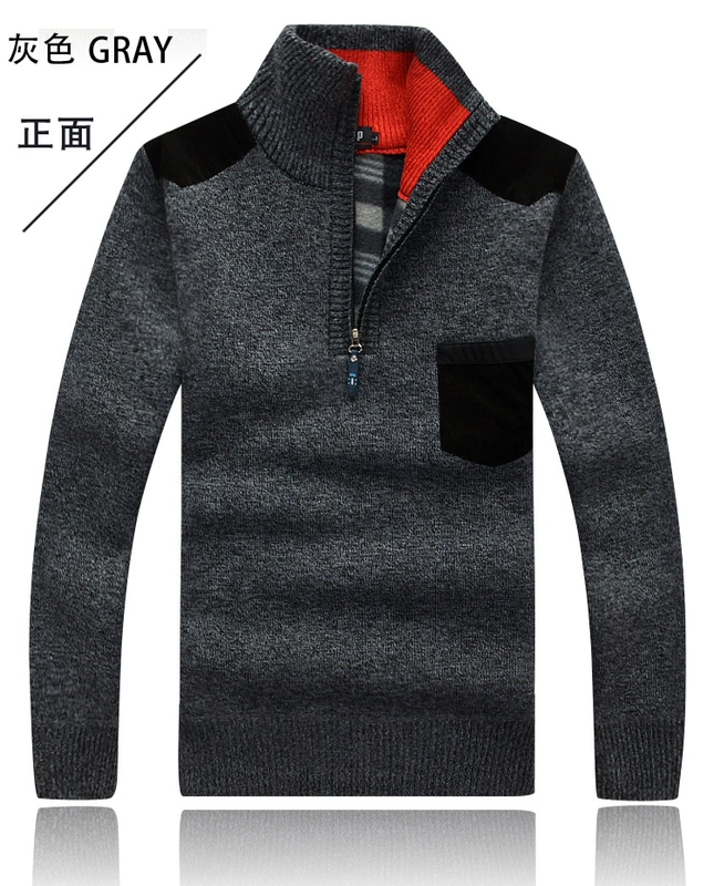 Mùa thu đông 2018 mẫu áo len nam cộng với nhung dày đầu len áo len ấm áp cho nam quần áo thể thao