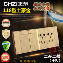 Two-open two socket 118 type Champagne Jinzheng Nai large combination four-digit dual dual control with six ten-hole panel