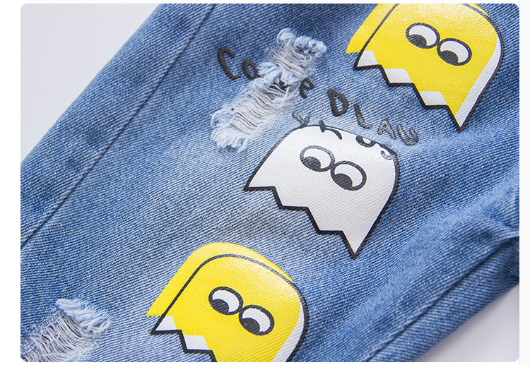 Quần jeans trẻ em 2018 mùa thu mới bé trai quần lỗ Hàn Quốc quần âu 1-2345 tuổi bé chín quần yếm jean cho bé gái