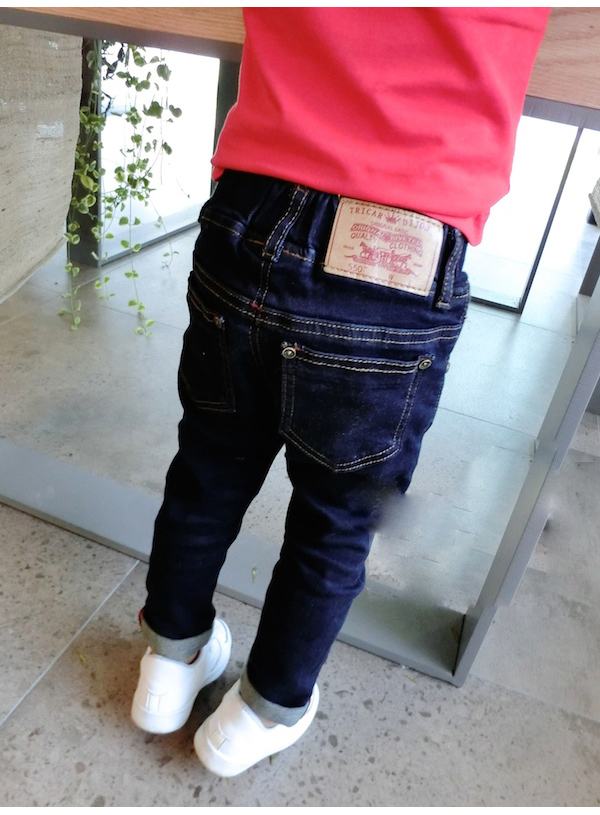 Quần jeans bé trai mùa thu đông 2018 Quần âu Hàn Quốc cộng với quần nhung trẻ em Quần bé co giãn quần jean bé gái xuân hè