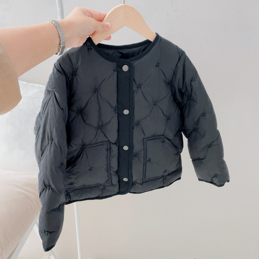 Girl Full Print Cherry Embroidery Down Clothing Children 90 Suede Thin down jacket light and thin short