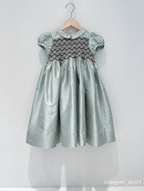 Girls Green Doll Collar Dress Childrens Summer Silk Dress Dress Princess Dress